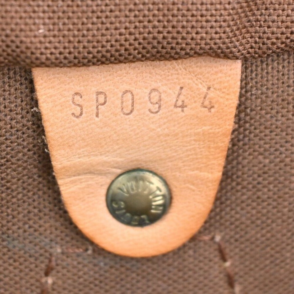 Authentic LOUIS VUITTON Speedy Travel Hand Bag Monogram Leather Brown - Picture 16 of 16
